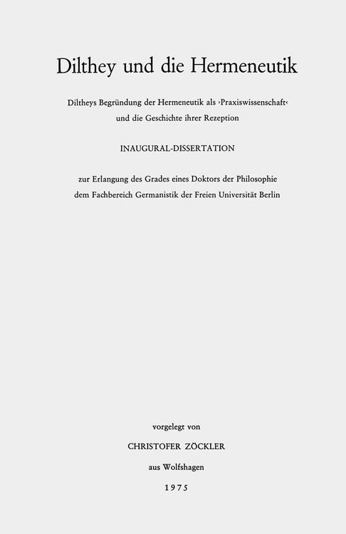 Produktbild: Dilthey und die Hermeneutik