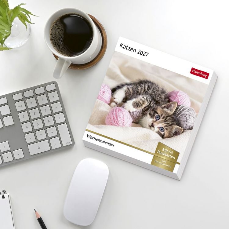 Produktbild: Katzen Postkartenkalender 2027 - Wochenkalender mit 53 Postkarten