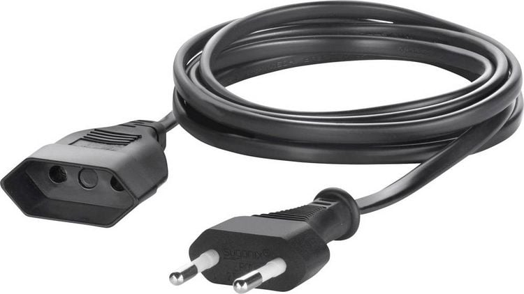 Produktbild: Sygonix SY-5042682 Strom Verl&auml;ngerungskabel Schwarz 2.00m H03VVH2-F 2X 0,75mm&sup2;
