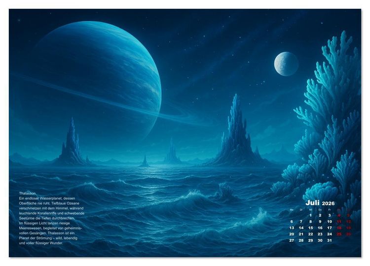 Produktbild: Phantastische Planeten (Wandkalender 2026 DIN A2 quer), CALVENDO Monatskalender