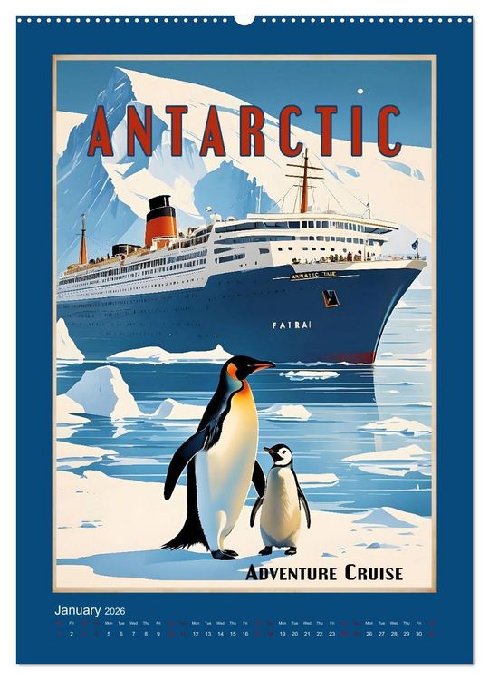 Produktbild: World Travel Posters - Nostalgic Trip Around the Globe (High Quality Premium Wall Calendar 2026 DIN A2 portrait),CALVENDO 12 Month Wall Calendar