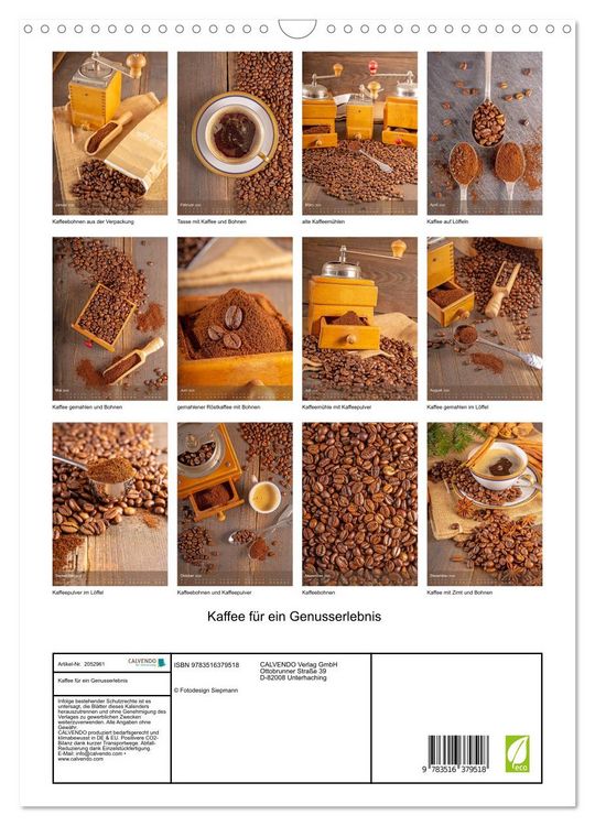 Produktbild: Kaffee f&uuml;r ein Genusserlebnis (Wandkalender 2026 DIN A3 hoch), CALVENDO Monatskalender