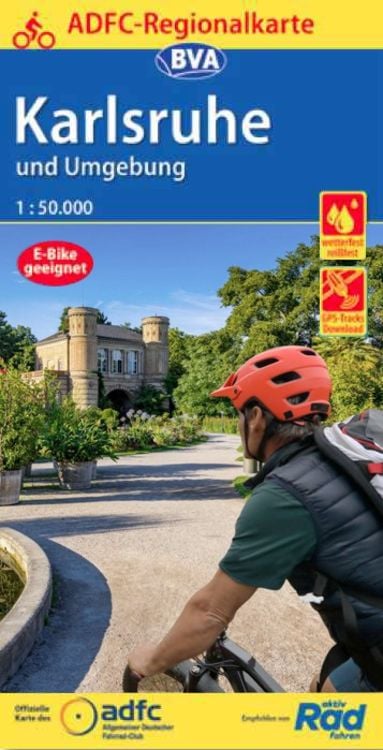 Produktbild: ADFC-Regionalkarte Karlsruhe und Umgebung,1:50.000, reiß- und wetterfest, GPS-Tracks Download