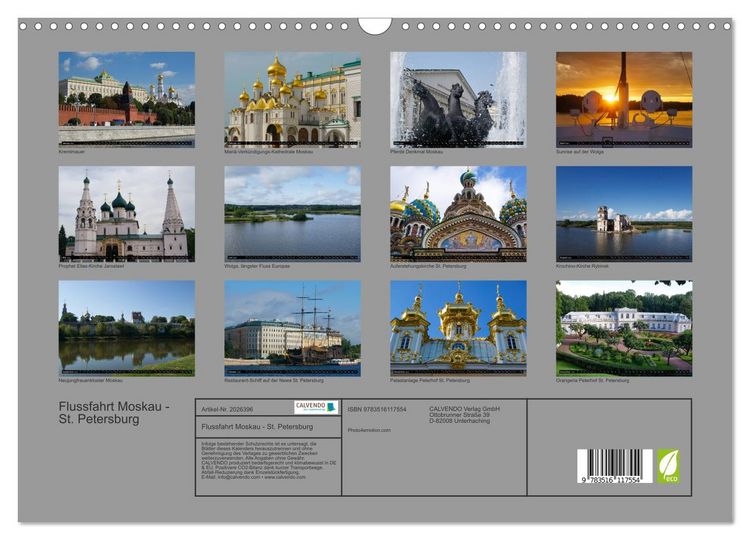 Produktbild: Flussfahrt Moskau - St. Petersburg (Wandkalender 2026 DIN A3 quer), CALVENDO Monatskalender