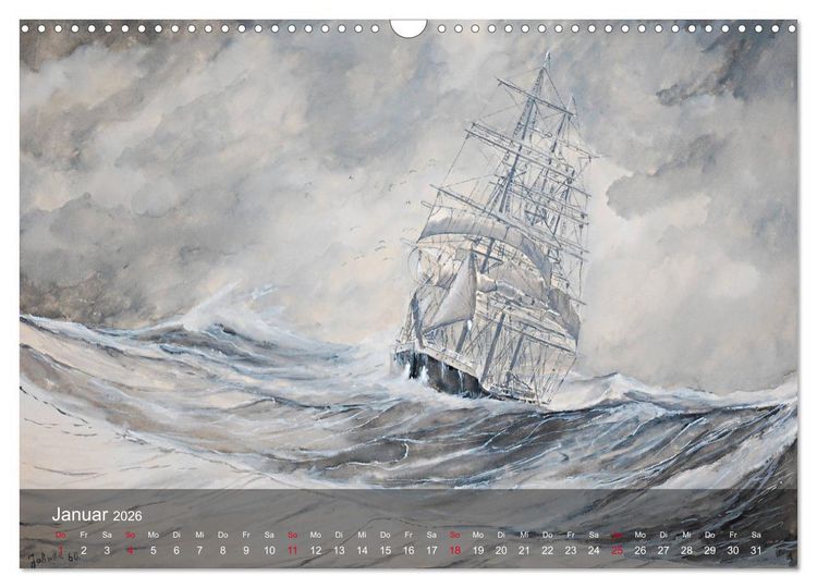 Produktbild: Segel am Horizont - Marinemaler Alfred Jahnke (Wandkalender 2026 DIN A3 quer), CALVENDO Monatskalender
