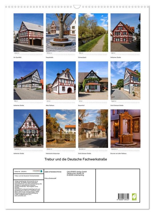 Produktbild: Trebur und die Deutsche Fachwerkstra&szlig;e (Wandkalender 2027 DIN A2 hoch), CALVENDO Monatskalender