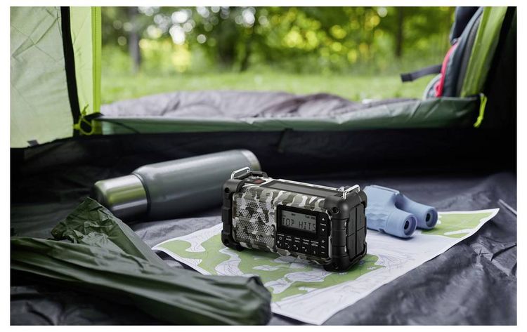 Produktbild: Sangean MMR-99 DAB+ Camo Notfallradio DAB+, UKW AUX, USB, Bluetooth&reg; Solarpanel, Handkurbel, Akku-Ladefunktion Arctic Camo
