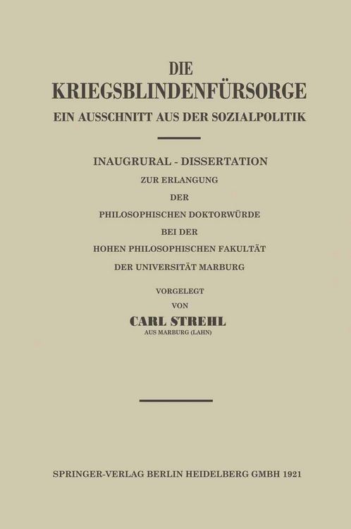 Produktbild: Die Kriegsblindenf&uuml;rsorge
