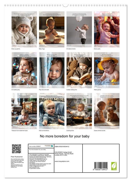 Produktbild: No more boredom for your baby (High Quality Premium Wall Calendar 2026 DIN A2 portrait),CALVENDO 12 Month Wall Calendar