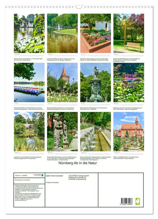Produktbild: N&uuml;rnberg Ab in die Natur (Wandkalender 2026 DIN A2 hoch), CALVENDO Monatskalender
