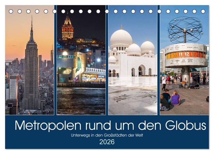Produktbild: Metropolen rund um den Globus (Tischkalender 2026 DIN A5 quer), CALVENDO Monatskalender