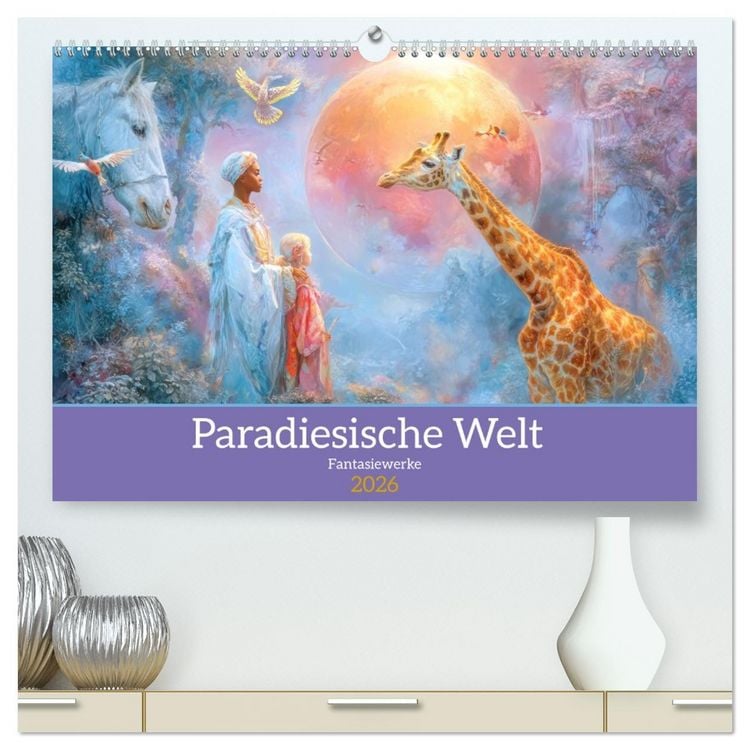 Produktbild: Paradiesische Welt - Fantasiewerke (hochwertiger Premium Wandkalender 2026 DIN A2 quer), Kunstdruck in Hochglanz