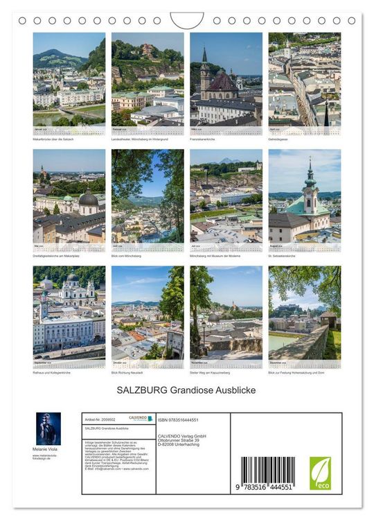 Produktbild: SALZBURG Grandiose Ausblicke (Wandkalender 2026 DIN A4 hoch), CALVENDO Monatskalender