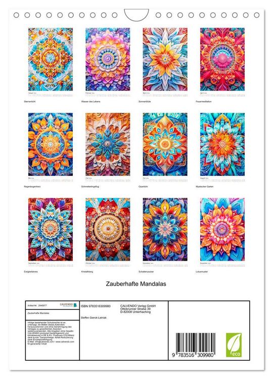 Produktbild: Zauberhafte Mandalas (Wandkalender 2026 DIN A4 hoch), CALVENDO Monatskalender