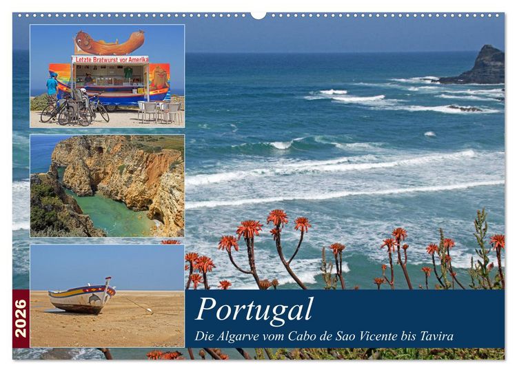 Produktbild: Portugal - Die Algarve vom Cabo de Sao Vicente bis Tavira (Wandkalender 2026 DIN A2 quer), CALVENDO Monatskalender