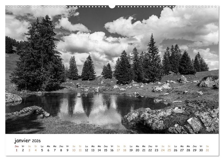 Produktbild: Terres de contraste &ndash; Une ann&eacute;e en monochrome (Calendrier mural 2026 DIN A2 vertical) calendrier de bureau