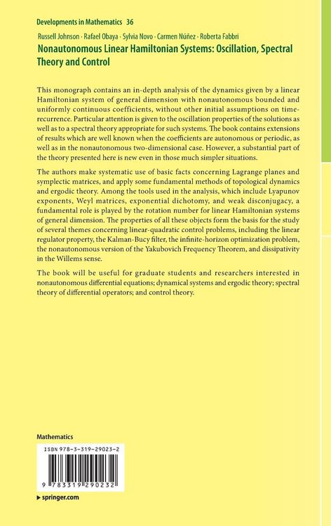 Produktbild: Nonautonomous Linear Hamiltonian Systems: Oscillation, Spectral Theory and Control