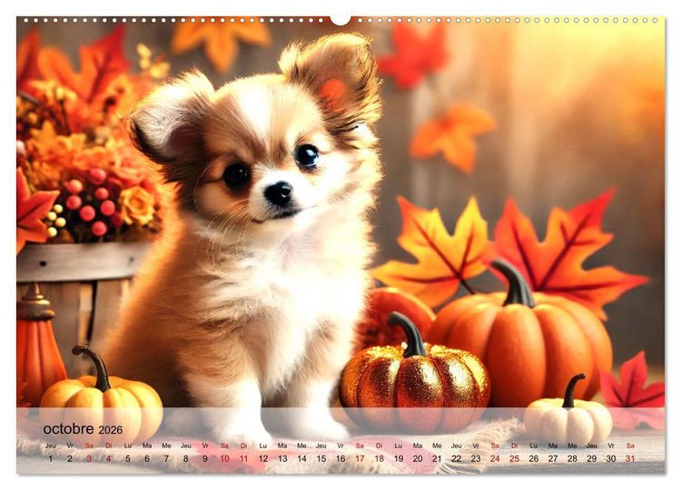 Produktbild: Chiots Chihuahua - Petits miracles (Calendrier mural 2026 DIN A2 vertical) calendrier de bureau