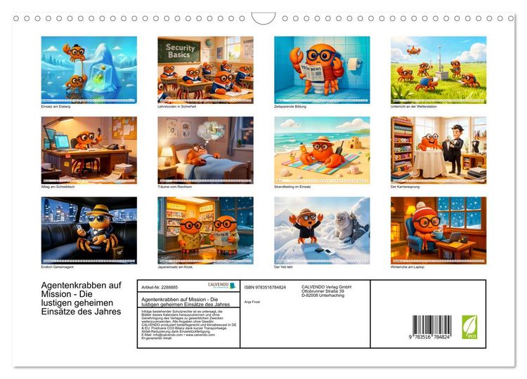 Produktbild: Agentenkrabben auf Mission - Die lustigen geheimen Eins&auml;tze des Jahres (Wandkalender 2027 DIN A3 quer), CALVENDO Monatskalender