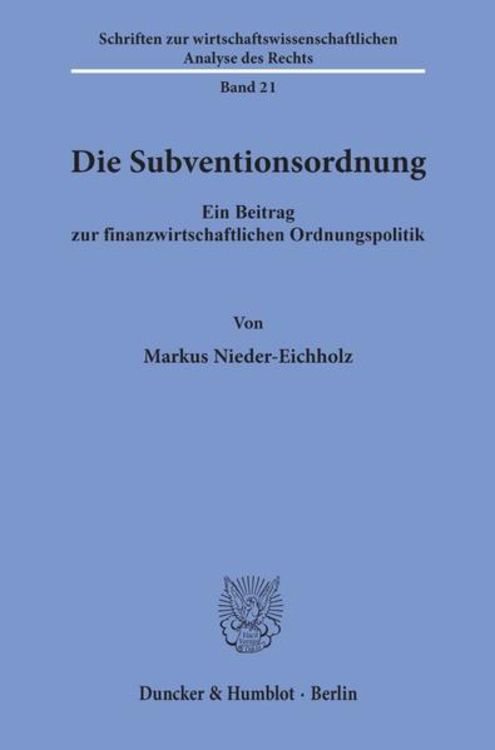 Produktbild: Die Subventionsordnung.