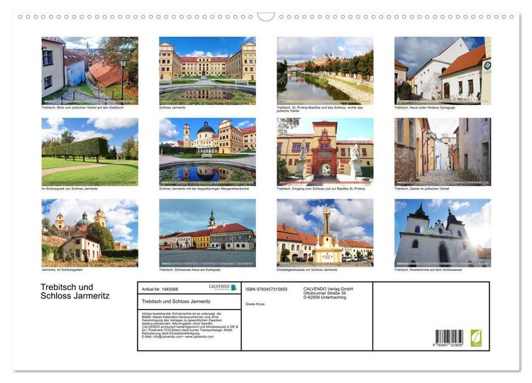 Produktbild: Trebitsch und Schloss Jarmeritz (Wandkalender 2026 DIN A2 quer), CALVENDO Monatskalender