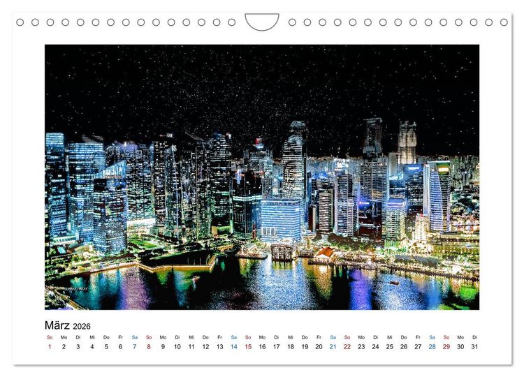 Produktbild: Singapur - Asiatische Metropole bei Nacht (Wandkalender 2026 DIN A4 quer), CALVENDO Monatskalender