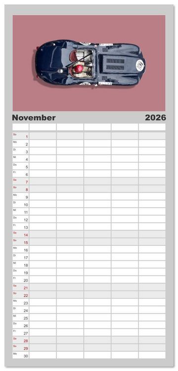 Produktbild: Familienplaner 2026 - Two-Seater Racing Cars 1950-1960 mit 5 Spalten (Wandkalender, 21 x 45 cm) CALVENDO