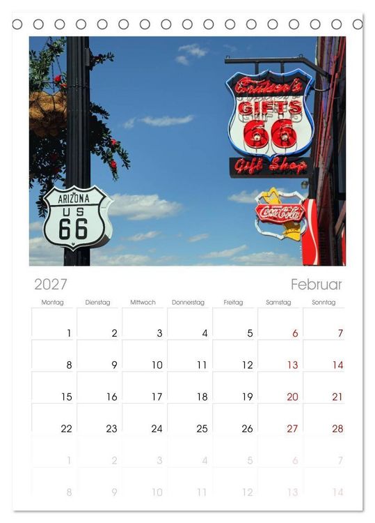 Produktbild: Tischplaner 2027 - Route 66 im S&uuml;dwesten (A5 Tischkalender zum Aufstellen) CALVENDO