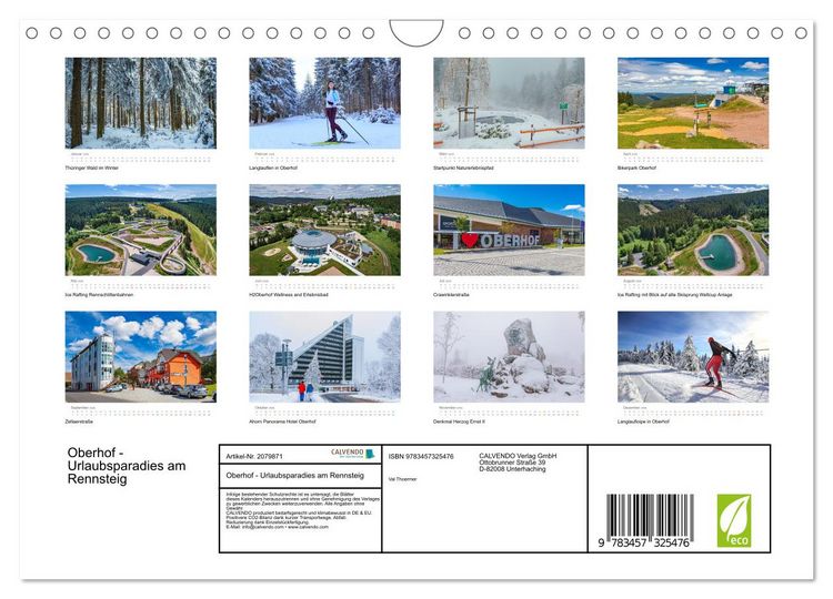 Produktbild: Oberhof - Urlaubsparadies am Rennsteig (Wandkalender 2026 DIN A4 quer), CALVENDO Monatskalender