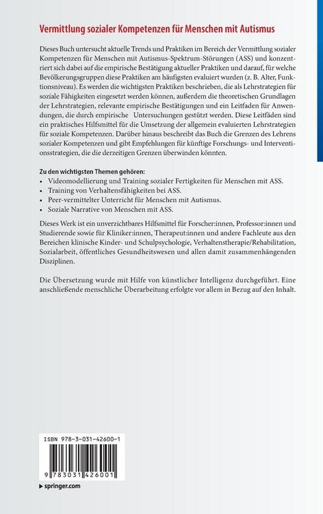Produktbild: Vermittlung sozialer Kompetenzen f&uuml;r Menschen mit Autismus