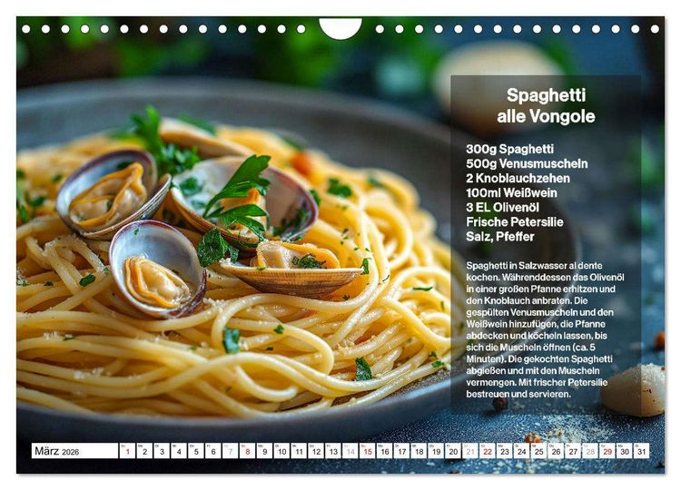 Produktbild: Italienische Spaghetti Rezepte - Leckere So&szlig;en f&uuml;r jeden Monat (Wandkalender 2026 DIN A4 quer), CALVENDO Monatskalender