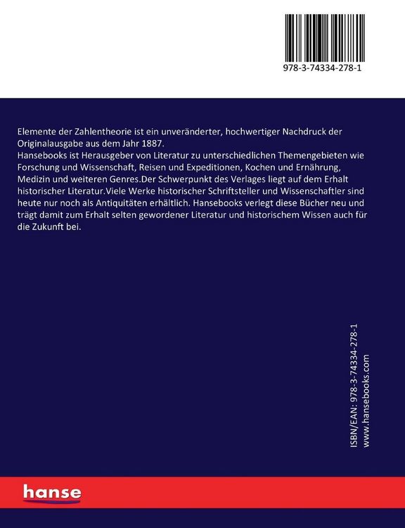 Produktbild: Elemente der Zahlentheorie