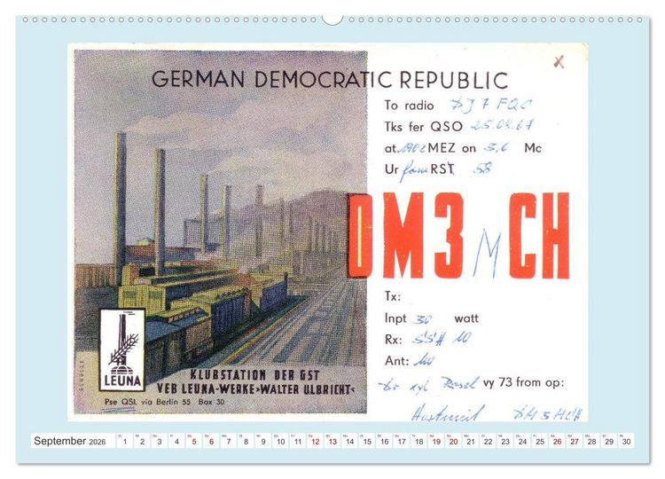 Produktbild: Amateurfunk in der DDR - Historische QSL-Karten (Wandkalender 2026 DIN A2 quer), CALVENDO Monatskalender
