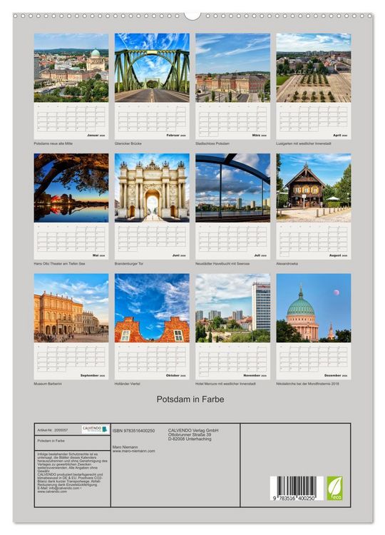 Produktbild: Potsdam in Farbe (hochwertiger Premium Wandkalender 2026 DIN A2 hoch), Kunstdruck in Hochglanz