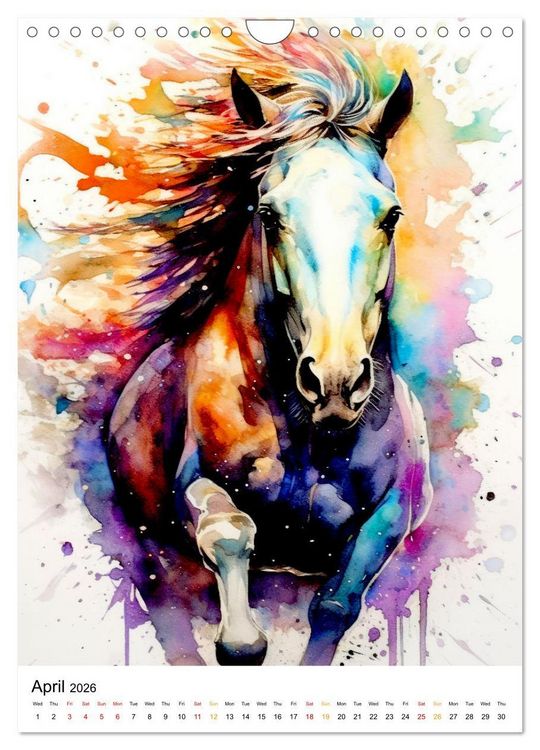 Produktbild: Watercolor Horses (Wall Calendar 2026 DIN A4 portrait), CALVENDO 12 Month Wall Calendar
