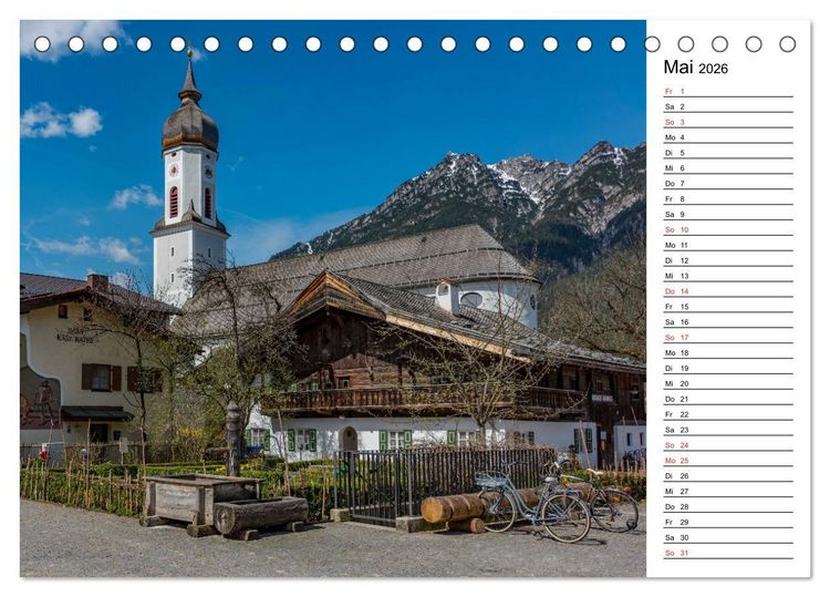 Produktbild: Garmisch-Partenkirchen - Bayerischer Charme im Werdenfelser Land (Tischkalender 2026 DIN A5 quer), CALVENDO Monatskalender