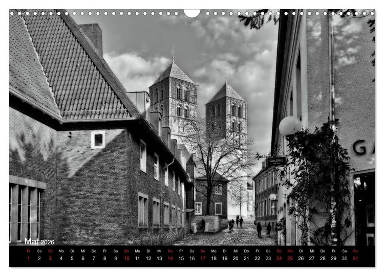 Produktbild: M&uuml;nster in schwarz-wei&szlig; gesehen (Wandkalender 2026 DIN A3 quer), CALVENDO Monatskalender