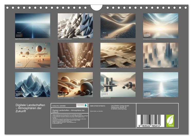 Produktbild: Digitale Landschaften &ndash; Atmosph&auml;ren der Zukunft (Wandkalender 2027 DIN A4 quer), CALVENDO Monatskalender