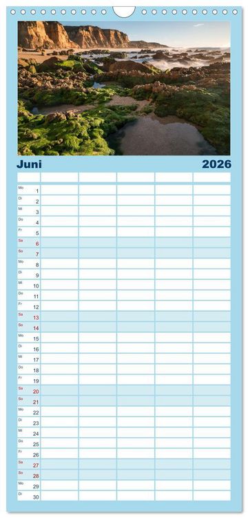 Produktbild: Familienplaner 2026 - Portugals Atlantikk&uuml;ste mit 5 Spalten (Wandkalender, 21 x 45 cm) CALVENDO