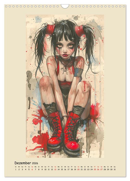 Produktbild: Gothic Punk Girls im k&uuml;nstlerischen Manga-Stil (Wandkalender 2026 DIN A3 hoch), CALVENDO Monatskalender