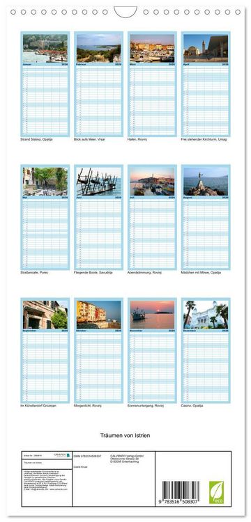 Produktbild: Familienplaner 2026 - Tr&auml;umen von Istrien mit 5 Spalten (Wandkalender, 21 x 45 cm) CALVENDO
