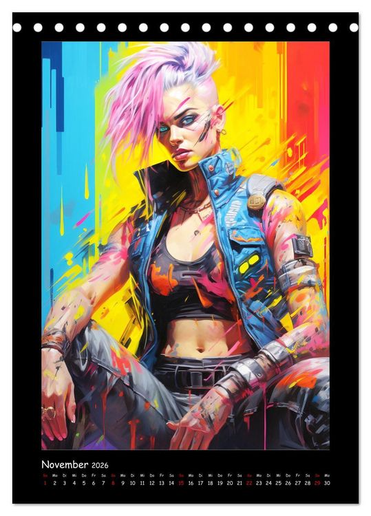 Produktbild: Cyberpunk. Futuristische Heldinnen (Tischkalender 2026 DIN A5 hoch), CALVENDO Monatskalender