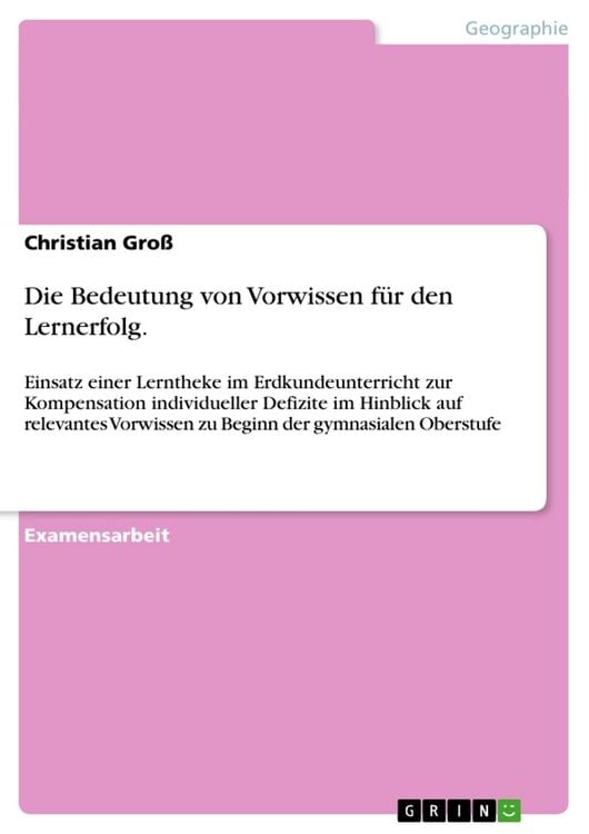 Produktbild: Die Bedeutung von Vorwissen f&uuml;r den Lernerfolg.