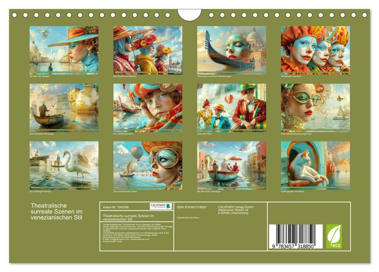 Produktbild: Theatralische surreale Szenen im venezianischen Stil (Wandkalender 2026 DIN A4 quer), CALVENDO Monatskalender