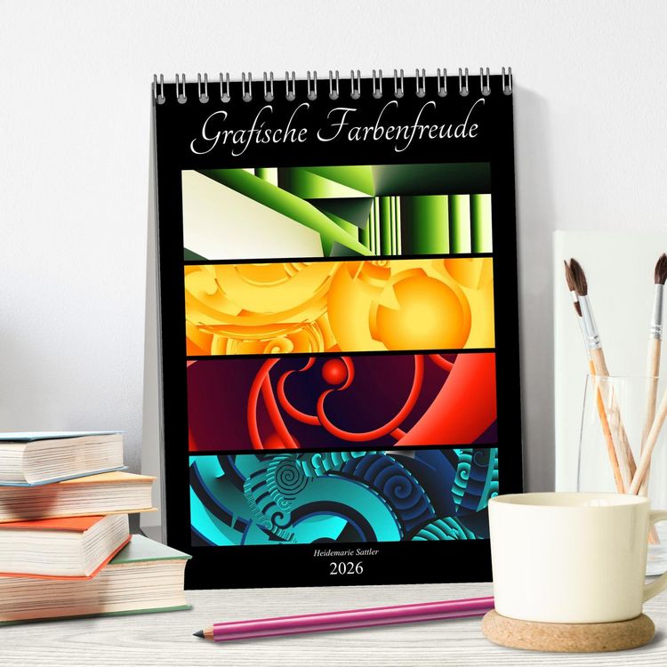 Produktbild: Grafische Farbenfreude (Tischkalender 2026 DIN A5 hoch), CALVENDO Monatskalender