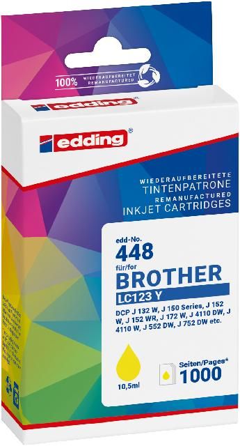 Produktbild: Edding Druckerpatrone ersetzt Brother LC-123Y Kompatibel Gelb EDD-448 18-448-01