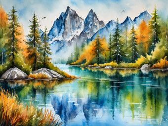 Produktbild: CALVENDO Puzzle Bergsee mit Spiegelung | 1000 Teile Lege-Gr&ouml;&szlig;e 64x48cm Foto-Puzzle f&uuml;r gl&uuml;ckliche Stunden
