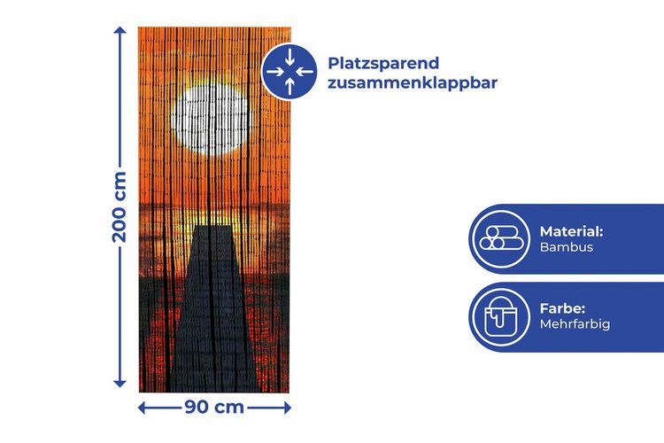 Produktbild: Bambusvorhang Mod. Sonnenuntergang, 90 x 200 cm