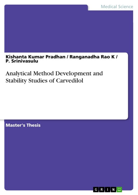 Produktbild: Analytical Method Development and Stability Studies of Carvedilol