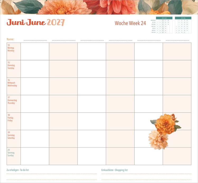 Produktbild: Familienwochenkalender Flowers 2027